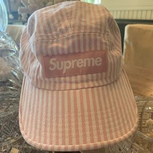 Pink and White Striped Supreme Hat